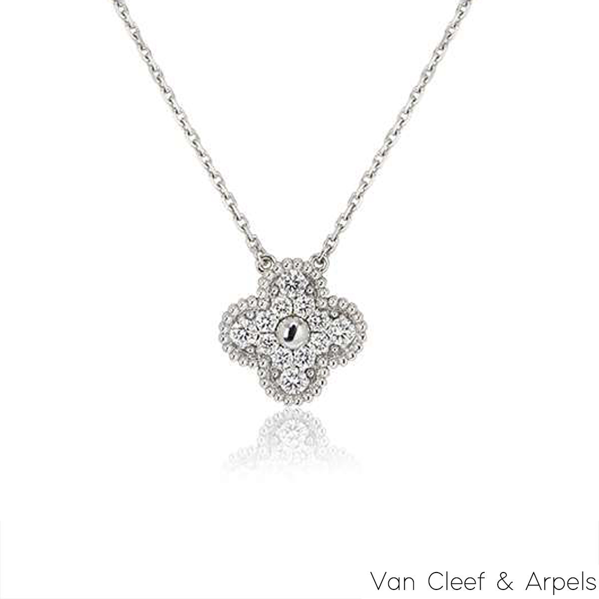 Van Cleef & Arpels White Gold Vintage Alhambra Diamond Necklace VCARA46100 Van Cleef & Arpels White Gold Vintage Alhambra Diamond Necklace VCARA46100